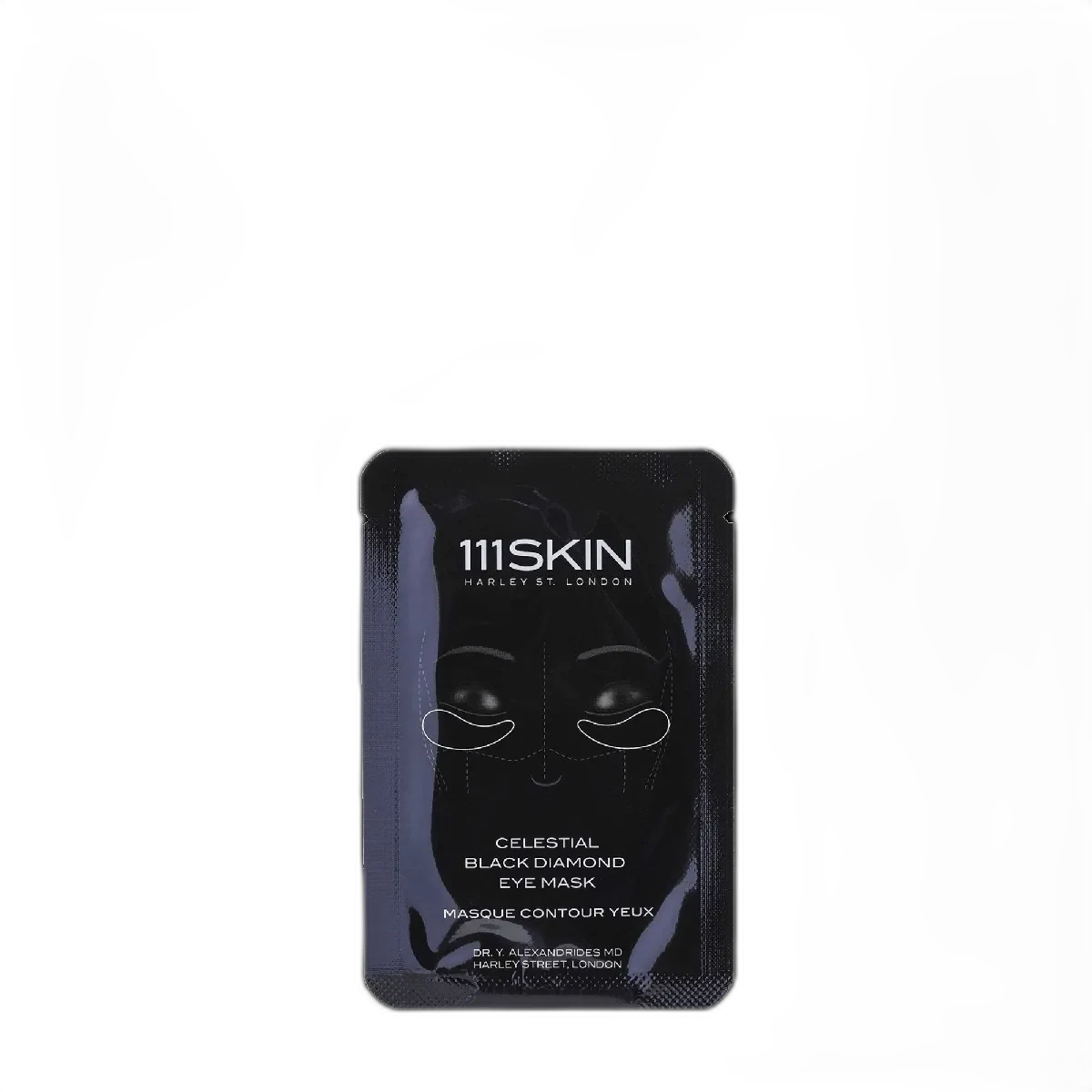 111Skin Celestial Black Diamond Eye Mask in a sleek black luxury box with foil sachets