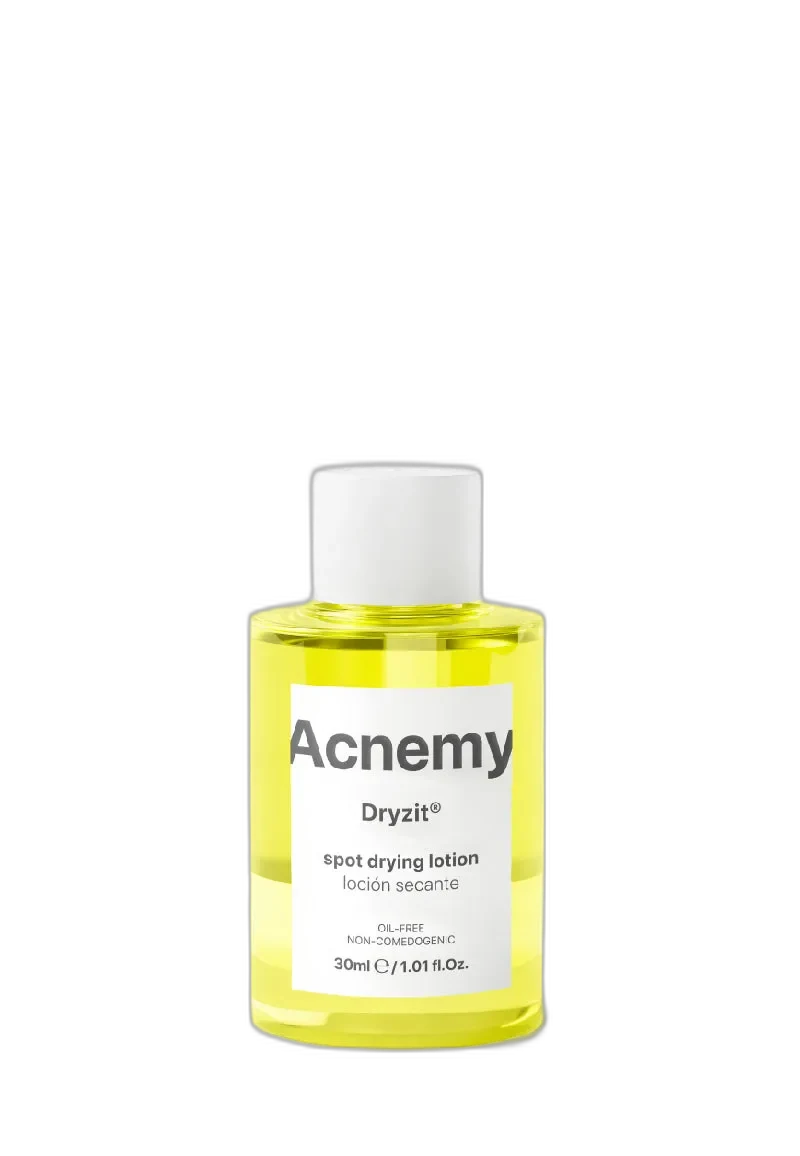 Acnemy Dryzit Drying Lotion 30ml glass bottle with pink calamine layer