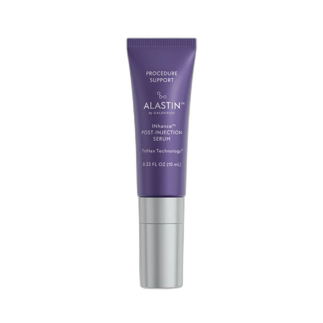 Alastin INhance Post-Injection Serum tube with cooling applicator tip and blue clinical packaging