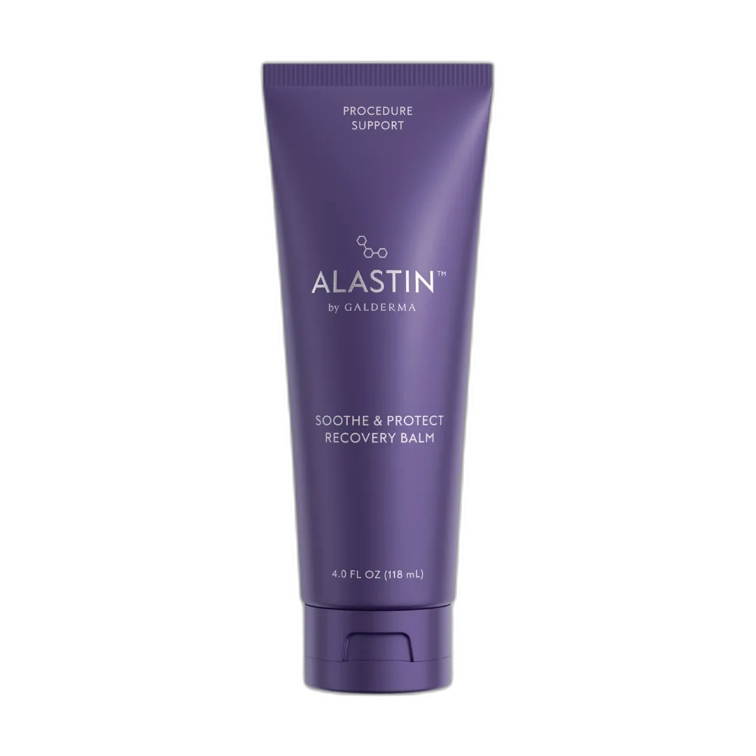 Alastin Soothe + Protect Recovery Balm jar with blue and white clinical packaging