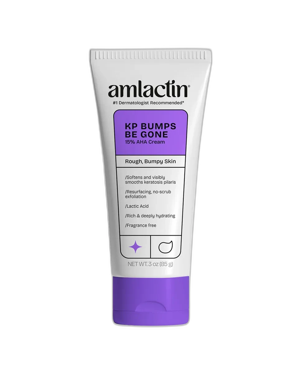 Amlactin KP Bumps Be Gone Lotion tube with 15% lactic acid formula for keratosis pilaris