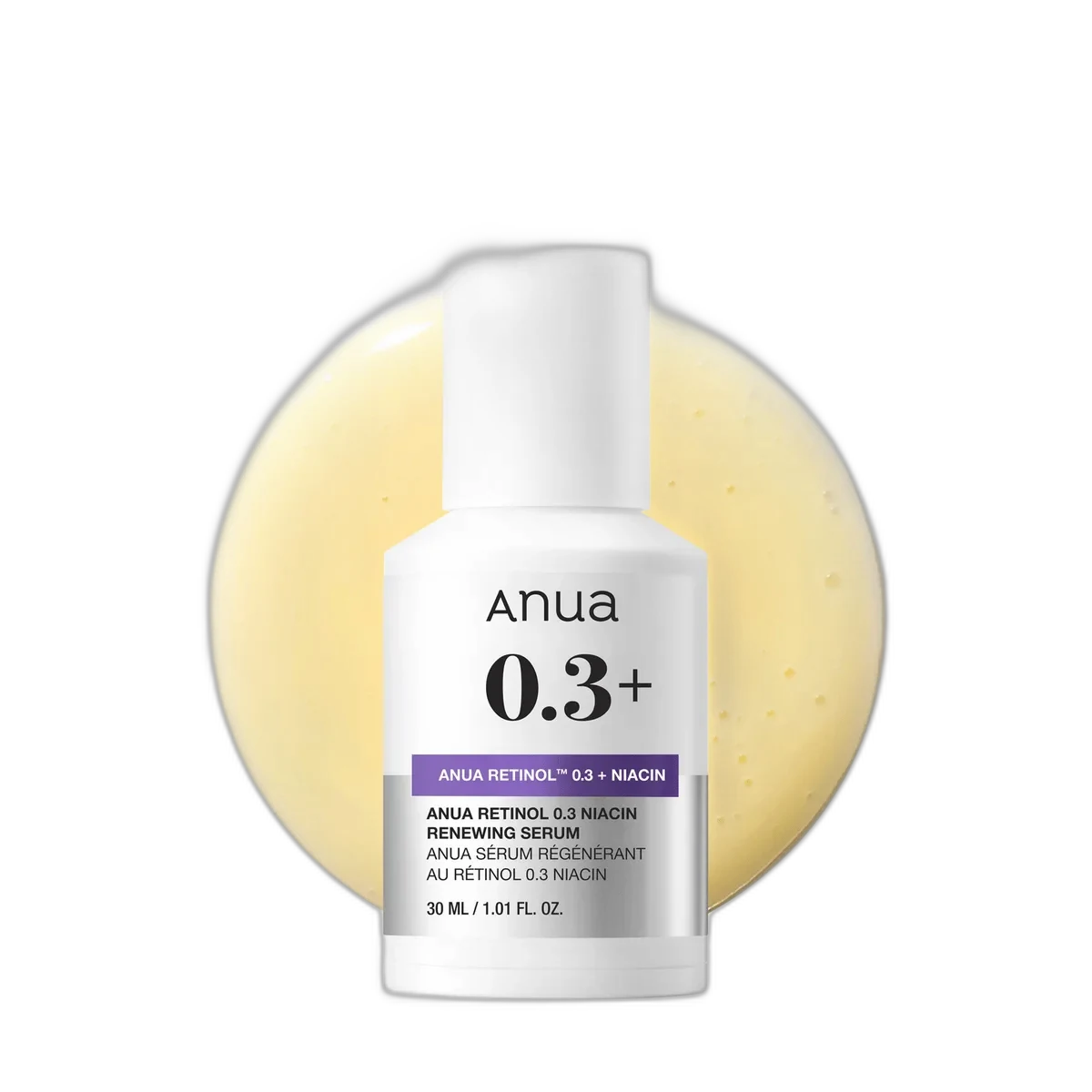 Anua Nano Retinol 0.3% + Niacin Renewing Serum 30ml white pump bottle