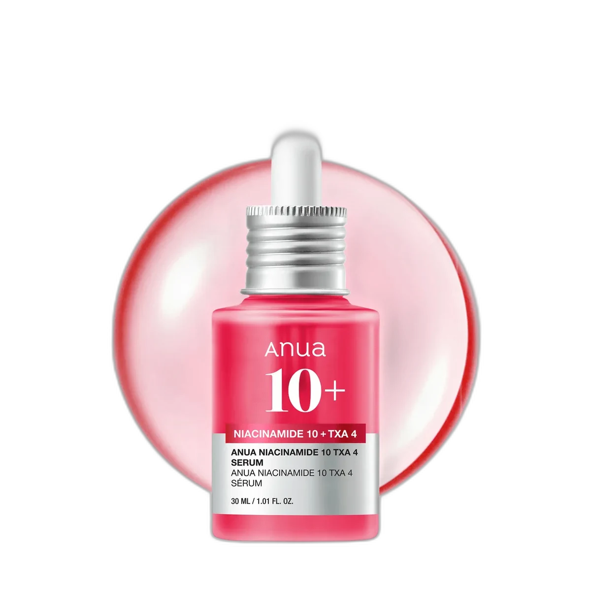 Anua Niacinamide 10% + TXA 4% Dark Spot Correcting Serum 30ml pink glass dropper bottle