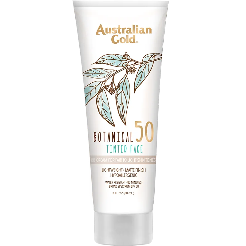 Australian Gold Botanical SPF 50 Tinted Face Mineral Lotion squeeze tube