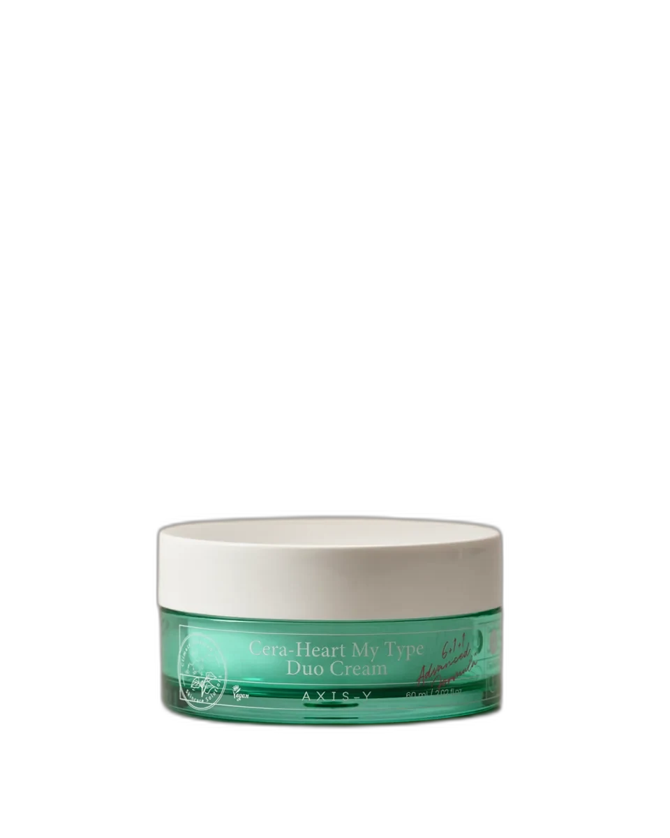 Axis-Y Cera-Heart My Type Duo Cream dual-chamber jar with T-zone and U-zone formulas