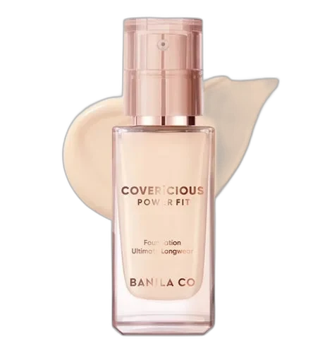 Banila Co Covericious Power Fit Foundation SPF 45 frosted glass pump bottle