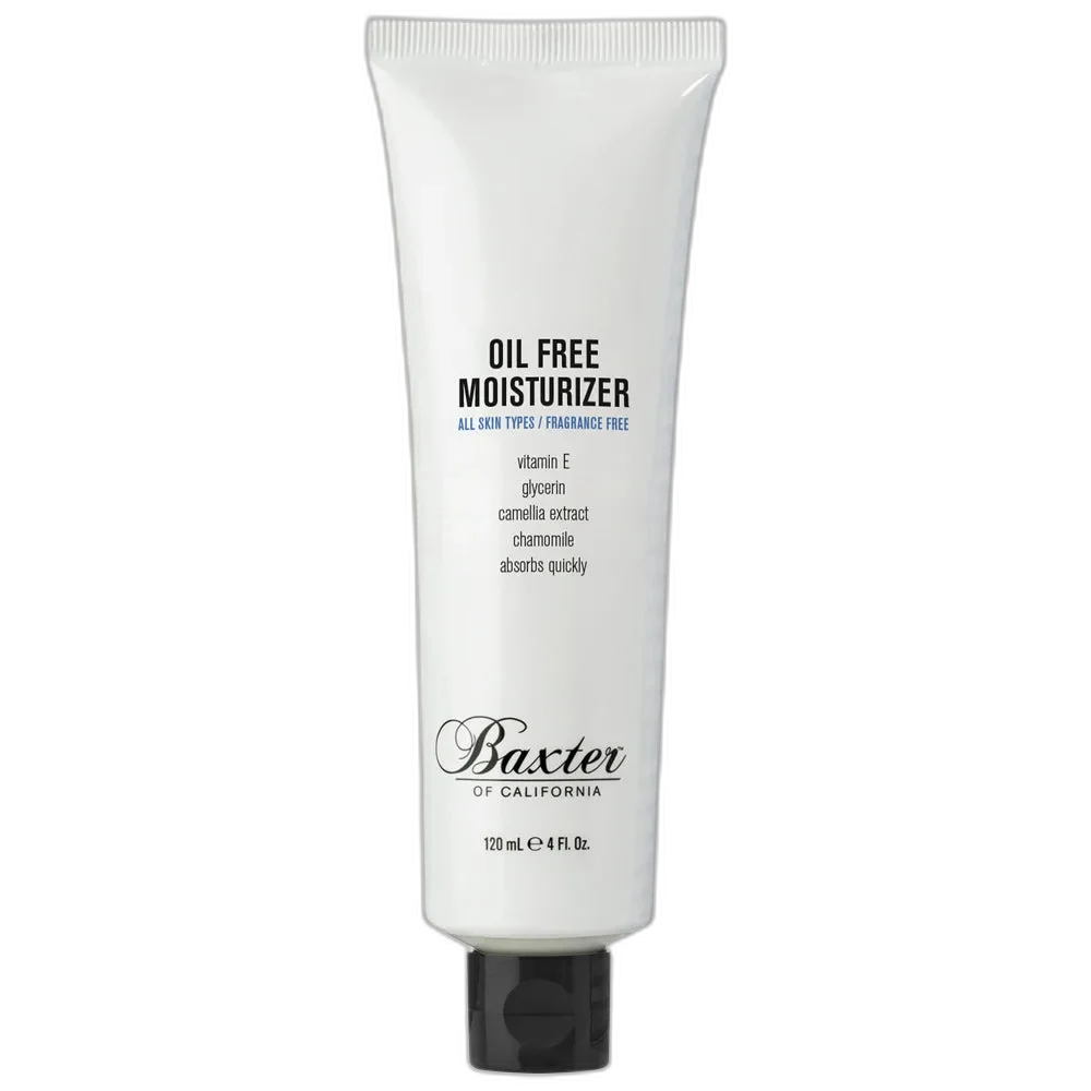 Baxter of California Oil Free Moisturizer SPF 15 in a white tube with minimalist branding