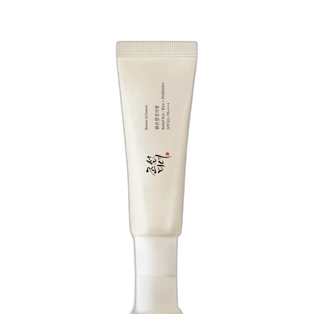 Beauty of Joseon Relief Sun Rice + Probiotics SPF 50+ sunscreen tube with traditional Korean design