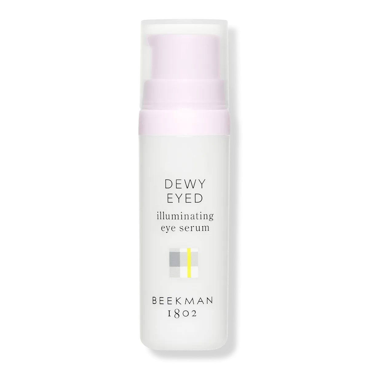 Beekman 1802 Dewy Eyed Illuminating & Depuffing Eye Serum in frosted glass bottle