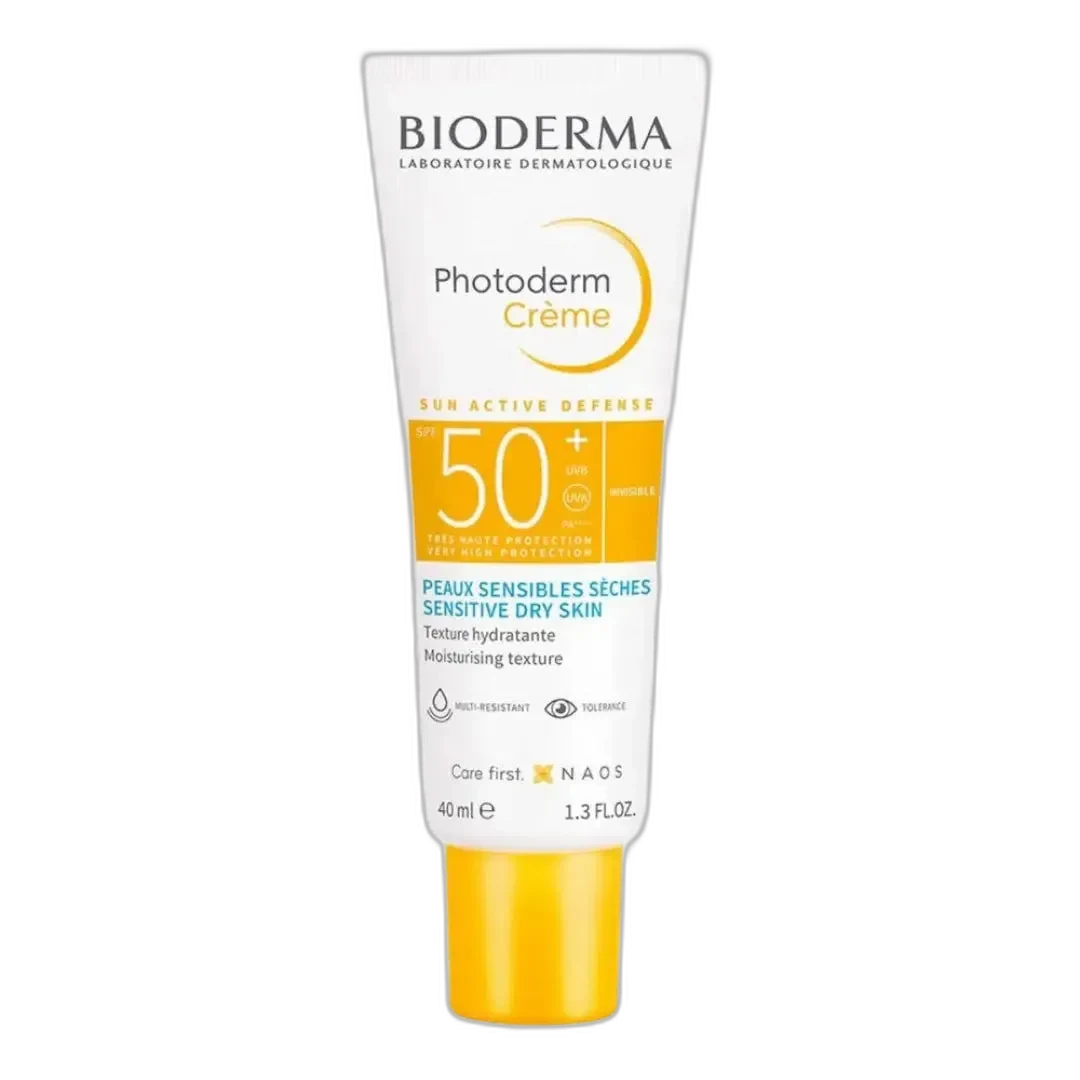 Bioderma Photoderm MAX Cream SPF 50+ in a white tube with blue and orange Photoderm branding