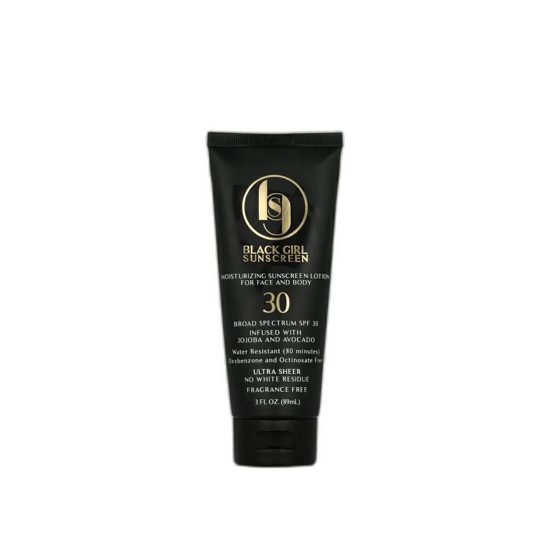 Black Girl Sunscreen SPF 30 Broad Spectrum Sunscreen in a dark squeeze tube