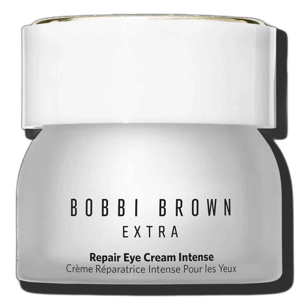 Bobbi Brown Extra Eye Repair Cream in a premium glass jar with black and gold branded lid
