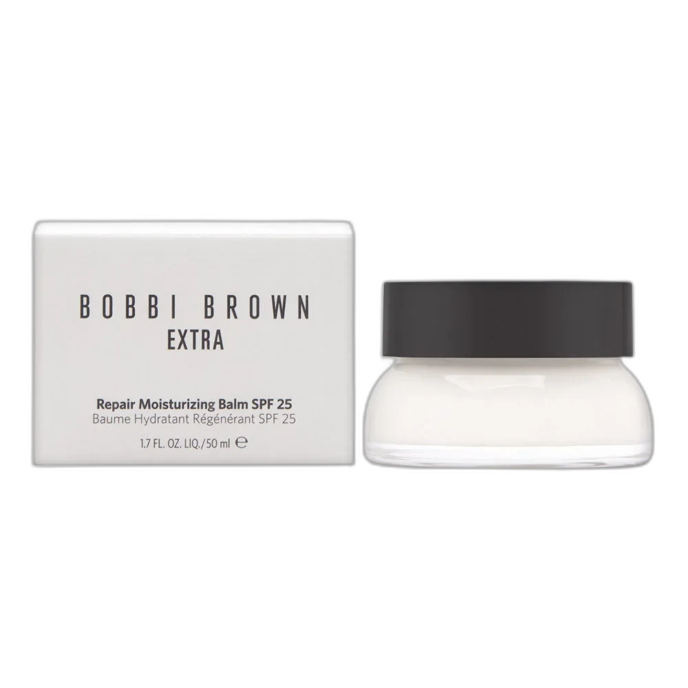 Bobbi Brown Extra Repair Moisturizing Balm in a heavyweight glass jar with black lid