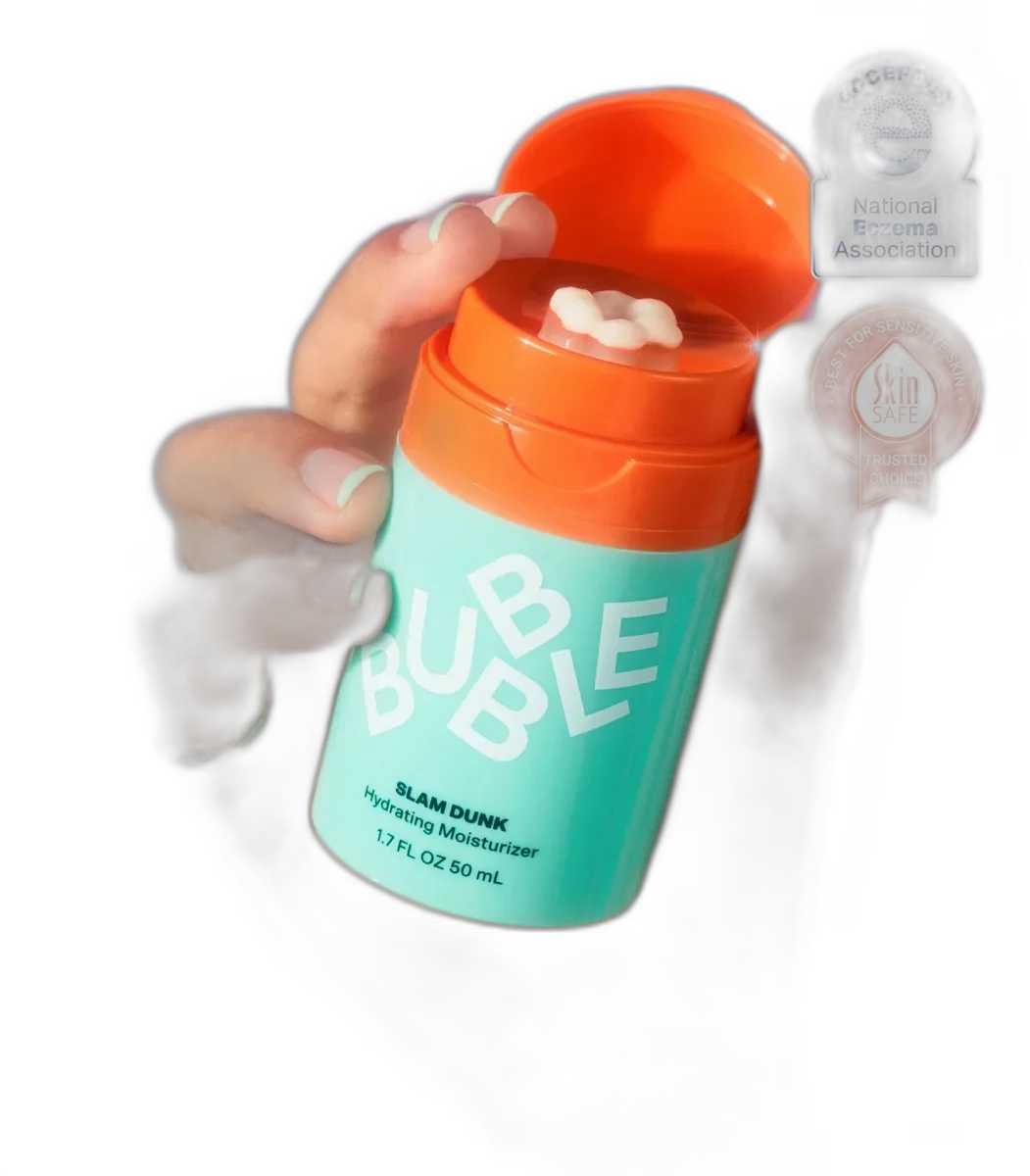 Bubble Skincare Slam Dunk Hydrating Moisturizer turquoise jar with pump dispenser