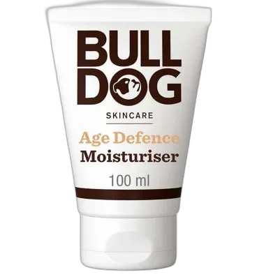 Bulldog Skincare Age Defence Moisturizer white tube with green accents