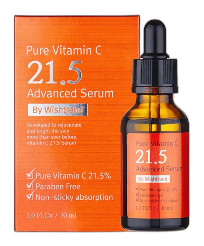 By Wishtrend Pure Vitamin C 21.5% Advanced Serum 30ml frosted glass dropper bottle