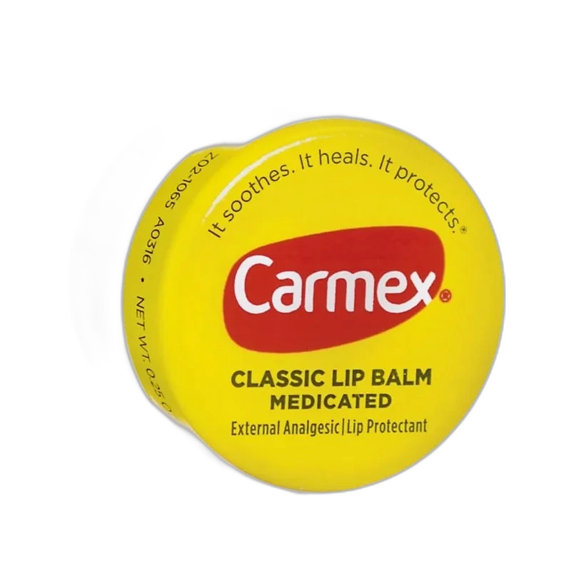 Carmex Classic Medicated Lip Balm in the iconic yellow jar