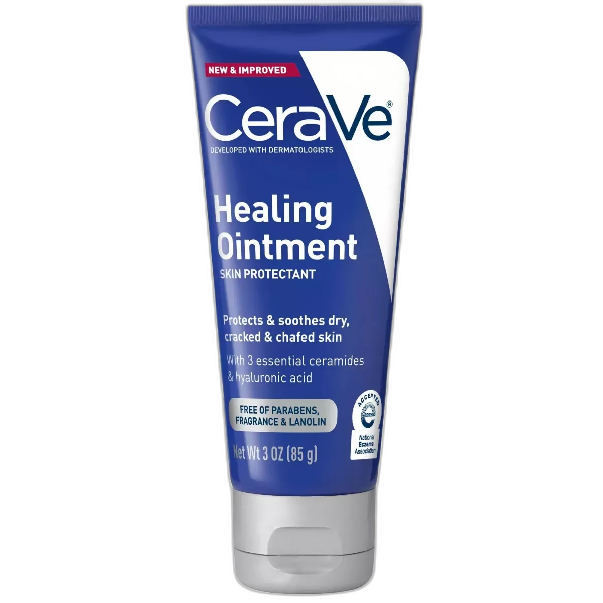 CeraVe Healing Ointment in a white tube with blue and green CeraVe branding