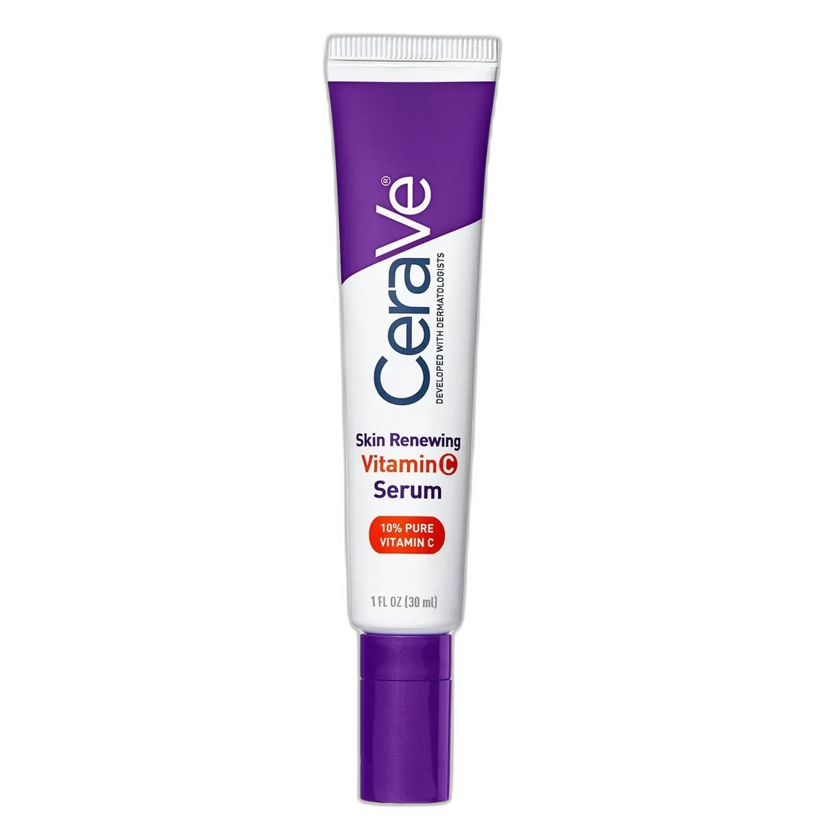 CeraVe Skin Renewing Vitamin C Serum in white and green airless pump bottle