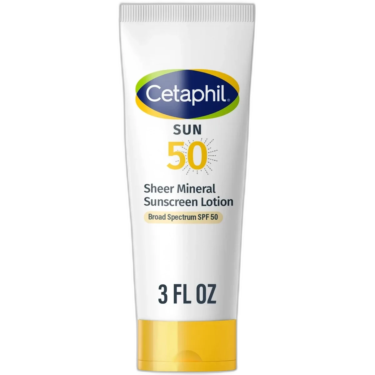 Cetaphil Sheer Mineral Sunscreen SPF 50 liquid drops bottle in white and blue Cetaphil packaging