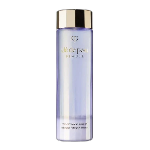 Clé de Peau Beauté Essential Refining Essence in tall frosted glass bottle showing biphase formula