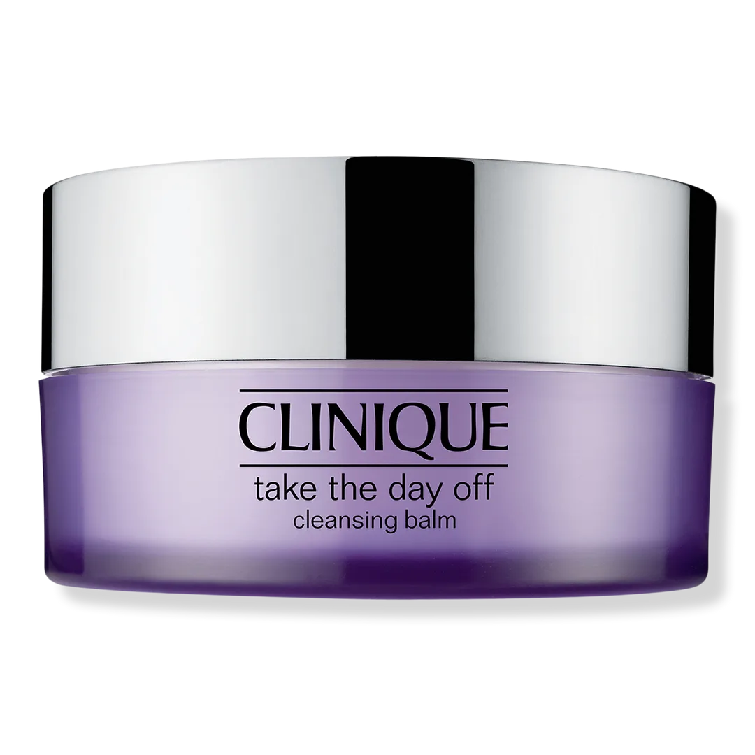 Clinique Take the Day Off Cleansing Balm white jar with product visible