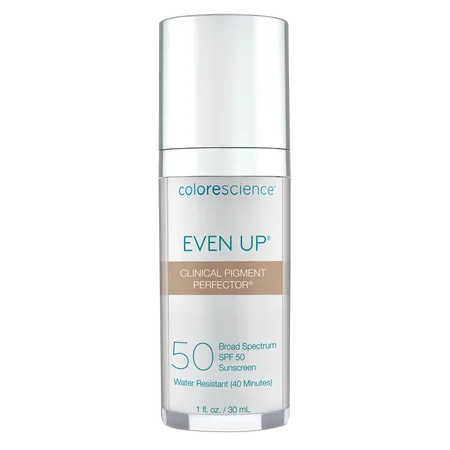 Colorescience Even Up Clinical Pigment Perfector SPF 50 in a white squeeze tube