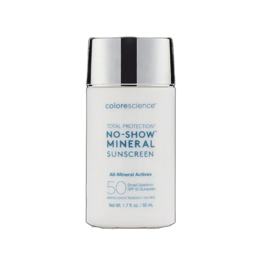 Colorescience Total Protection No-Show Mineral Sunscreen SPF 50 in a sleek pump bottle