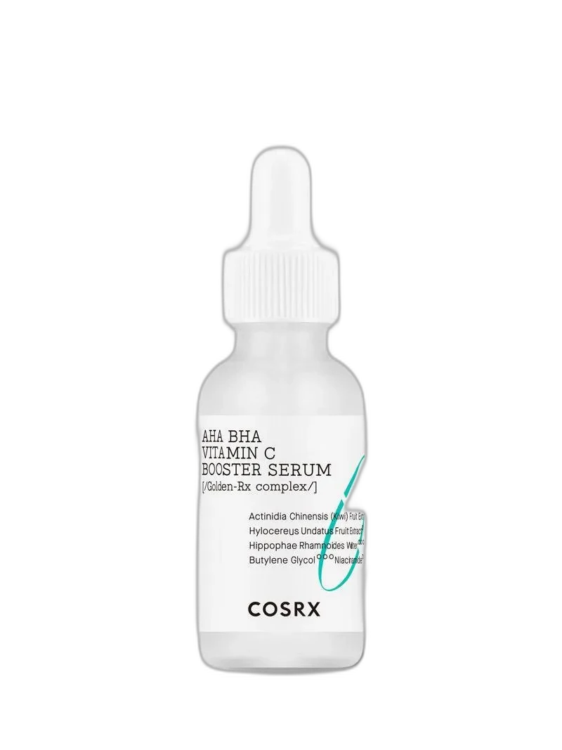 COSRX Refresh AHA/BHA Vitamin C Booster Serum in an amber glass dropper bottle