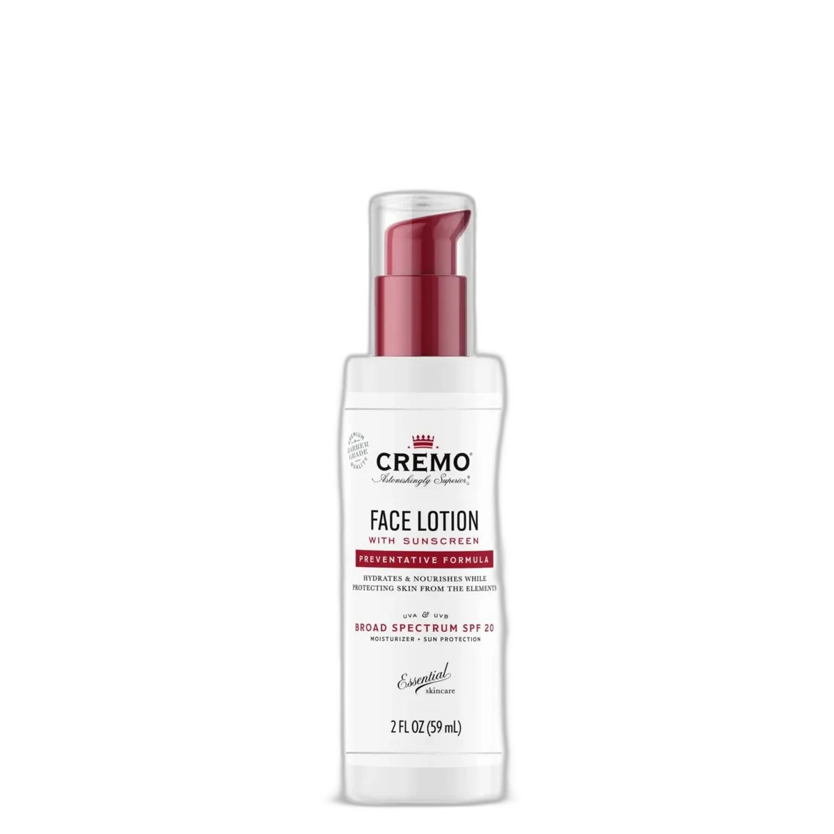 Cremo All Season Face Moisturizer SPF 20 white squeeze tube with minimalist branding