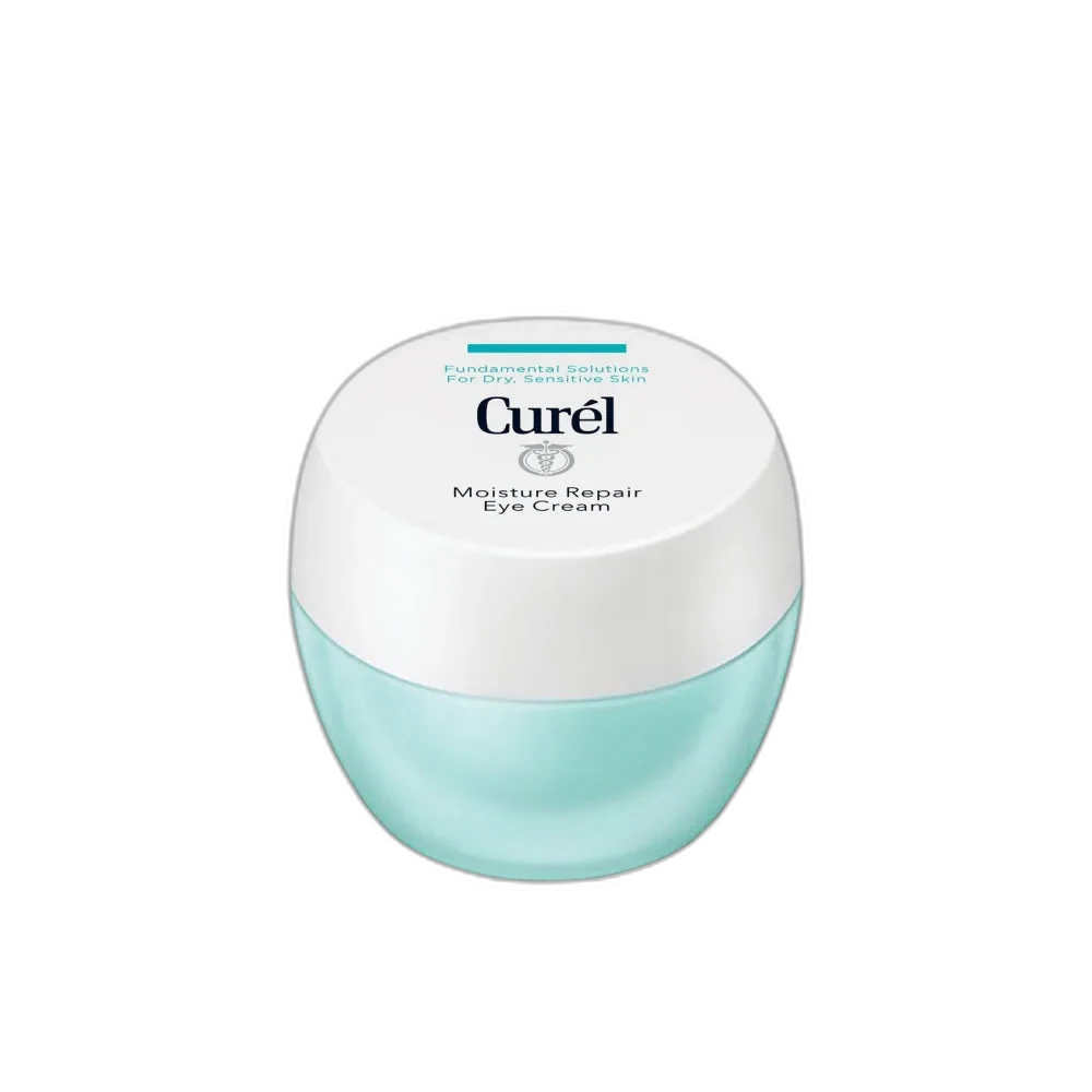 Curél Moisture Repair Eye Cream white squeeze tube with blue and teal branding