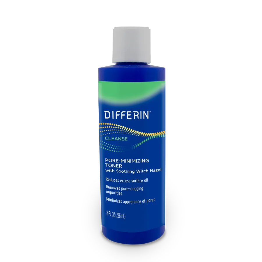 Differin Pore-Minimizing Toner with Witch Hazel, clear bottle, 8 fl oz