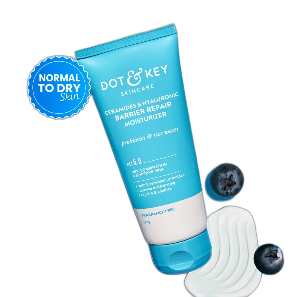 Dot & Key Barrier Repair Hydrating Cream in a pump jar
