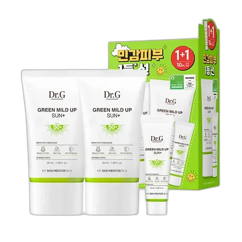 Dr.G Green Mild Up Sun SPF 50+ 50ml tube on white background