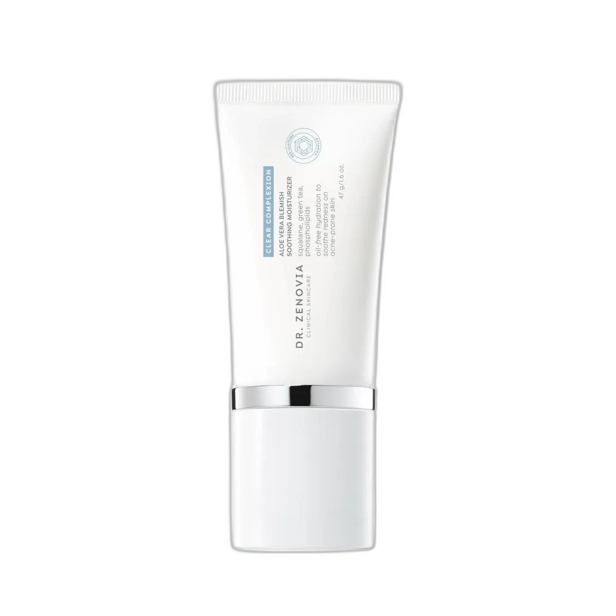 White pump tube of Dr. Zenovia Aloe Vera Blemish Soothing Moisturizer