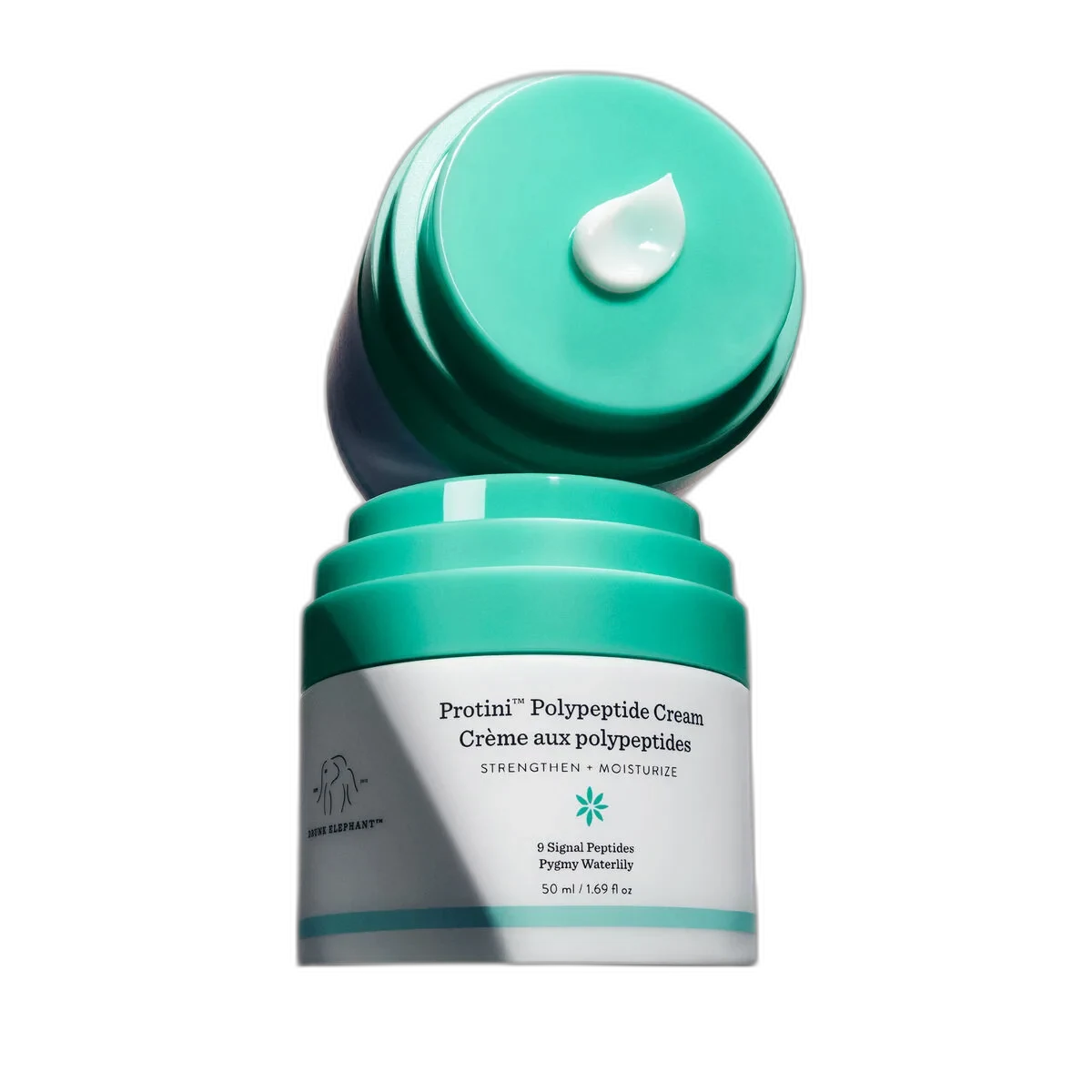 Drunk Elephant Protini Polypeptide Firming Refillable Moisturizer jar with signature