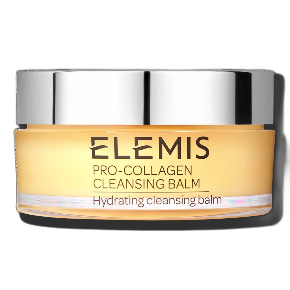 Elemis Pro-Collagen Cleansing Balm in a glass jar with branded lid
