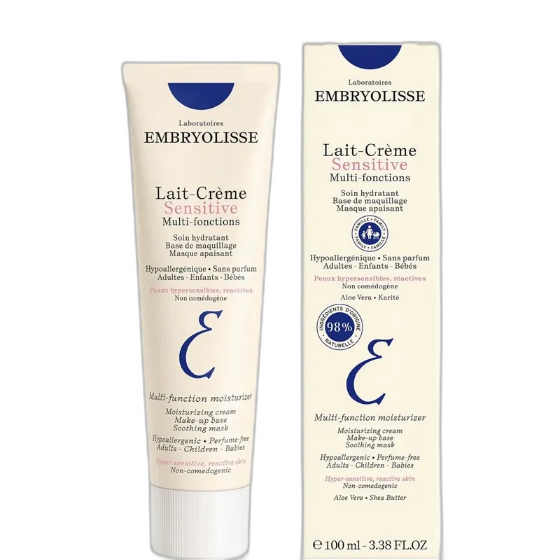 Embryolisse Lait-Crème Sensitive 75ml white bottle with soft blue accents