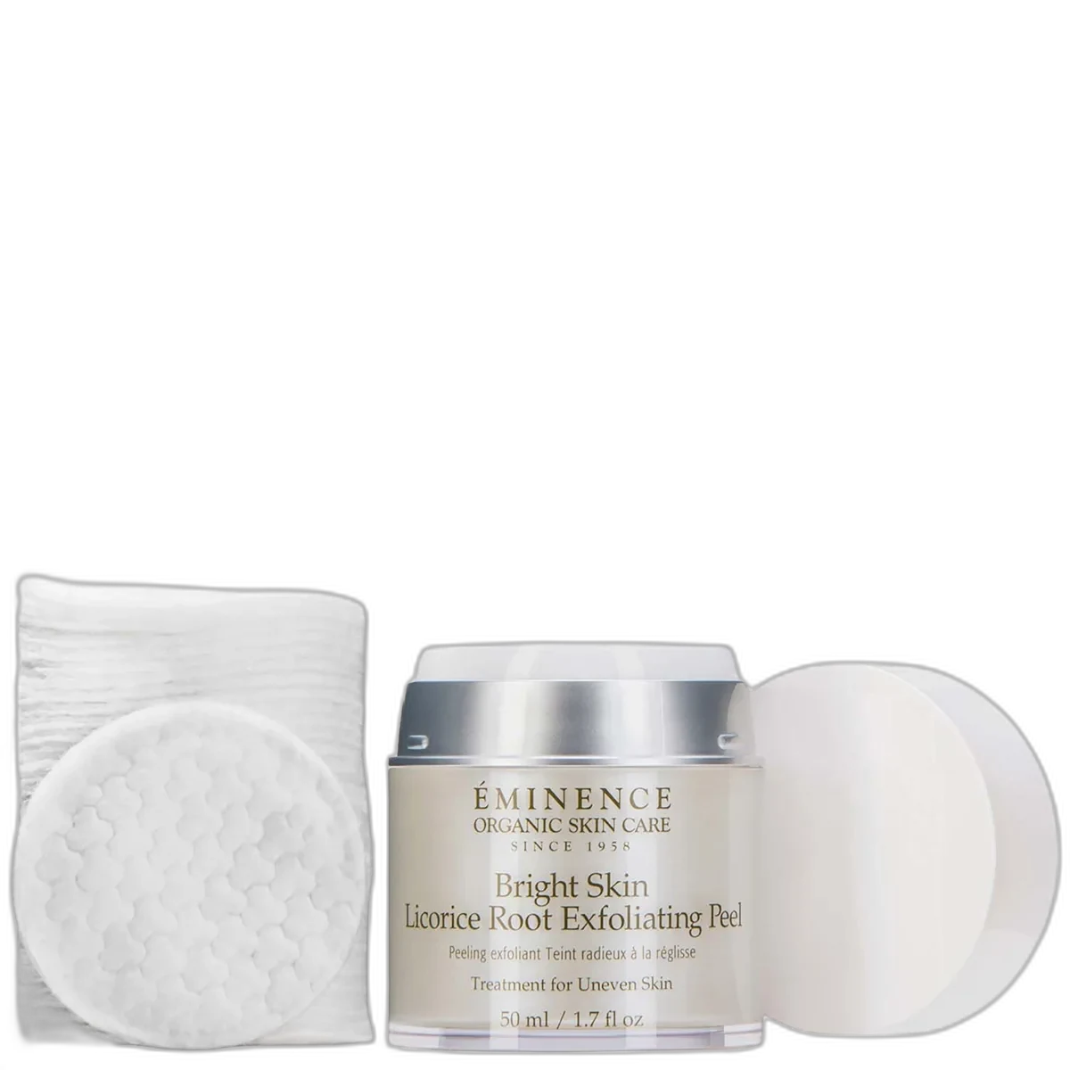 Eminence Bright Skin Licorice Root Exfoliating Peel 50 pads jar