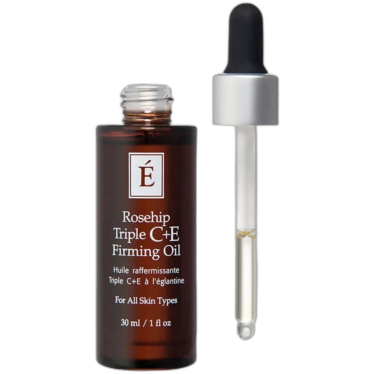 Eminence Rosehip Triple C+E Firming Oil 30ml amber glass dropper bottle
