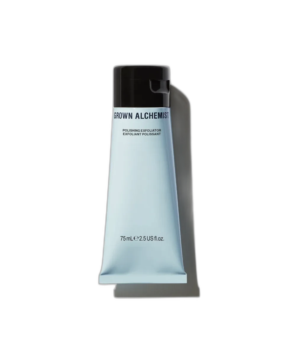 Grown Alchemist Polishing Facial Exfoliant in 75ml white apothecary-style tube