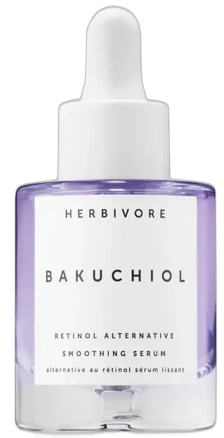 Herbivore Botanicals Bakuchiol Retinol Alternative Smoothing Serum in clear glass bottle with