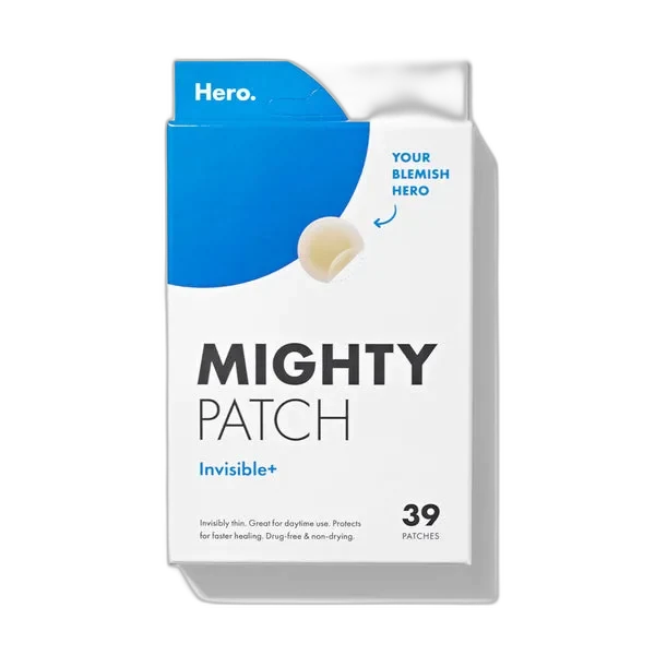 Hero Cosmetics Mighty Patch Invisible+ hydrocolloid acne patches in yellow rectangular case