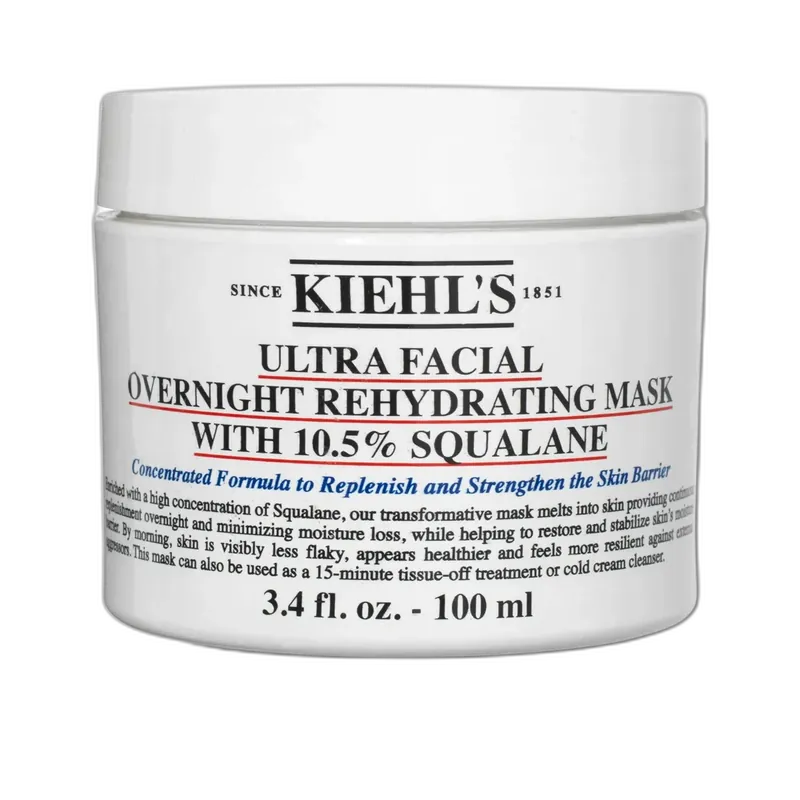 Kiehl's Ultra Facial Overnight Hydrating Mask with 10.5% Squalane in a white jar