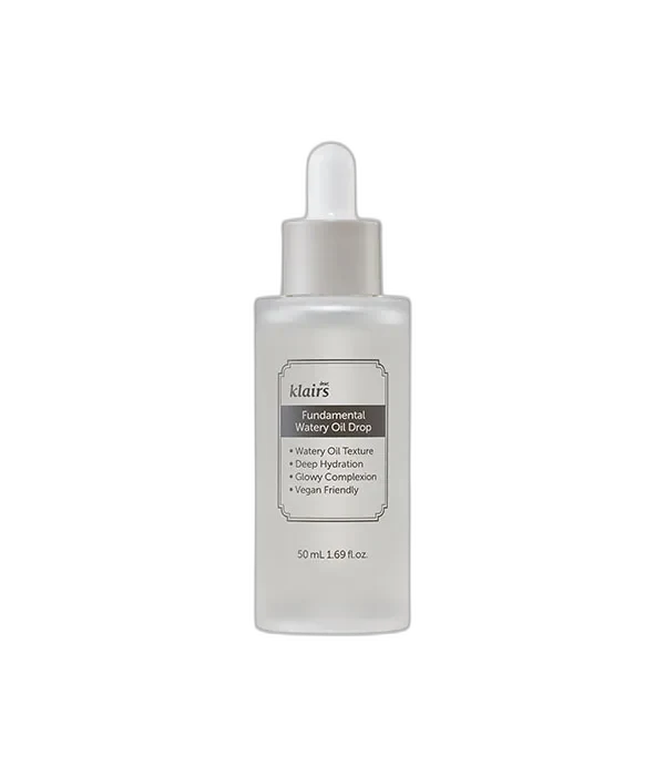 Klairs Fundamental Watery Oil Drop in a frosted glass dropper bottle