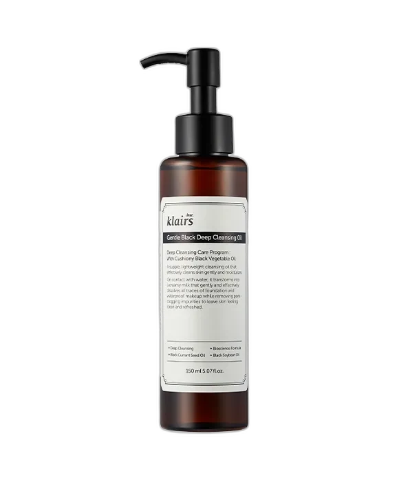 Klairs Gentle Black Deep Cleansing Oil black pump bottle 150ml