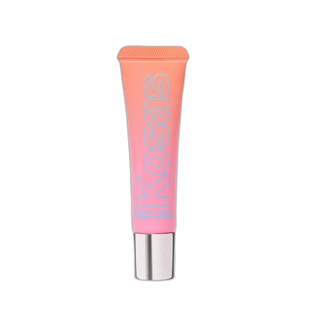 Kosas Plump + Juicy Lip Booster Buttery Treatment in a slim click-up tube with minimalist