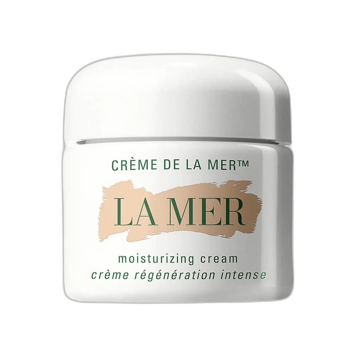 La Mer Crème de la Mer Moisturizing Cream in its iconic frosted glass jar with brushed aluminum lid