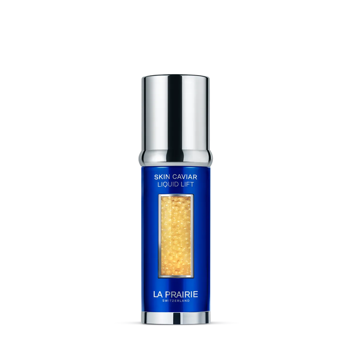 La Prairie Skin Caviar Liquid Lift serum bottle with visible caviar beads