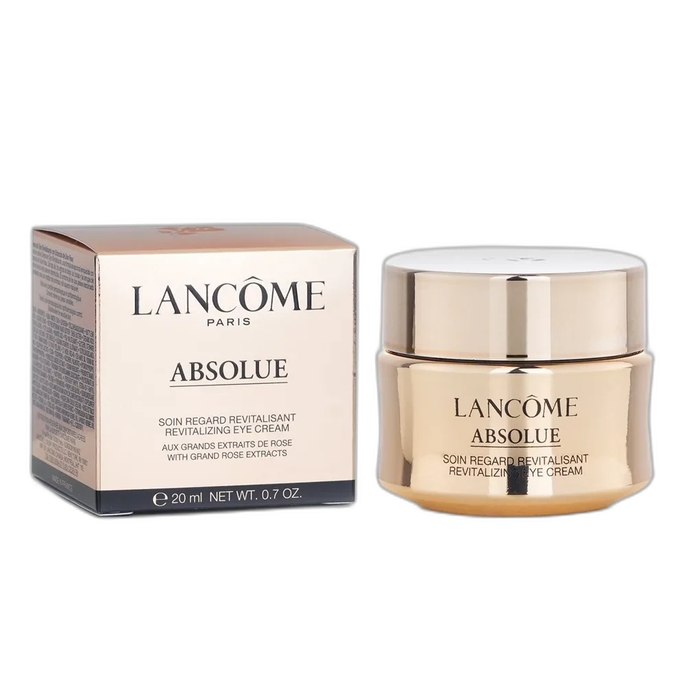 Lancôme Absolue Revitalizing Eye Cream in a glass jar with gold accents
